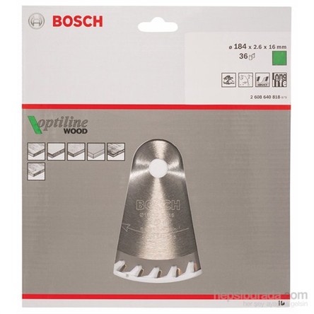 Bosch - Optiline Serisi Ahşap İçin Daire Testere Bıçağı - 184 X 16 X 2,6 Mm, 36 Diş