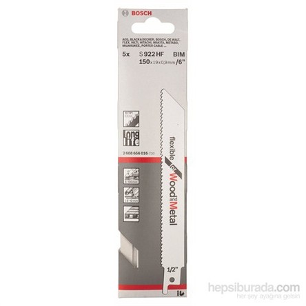 Bosch - Flexible Serisi Ahşap Ve Metal İçin Tilki Kuyruğu Bıçağı S 922 Hf - 5'Li Paket