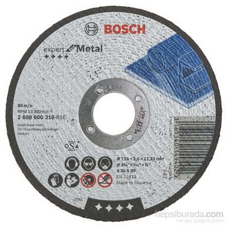 Bosch - Expert Serisi Metal İçin Düz Kesme Diski (Taş) - A 30 S Bf, 115 Mm, 2,5 Mm