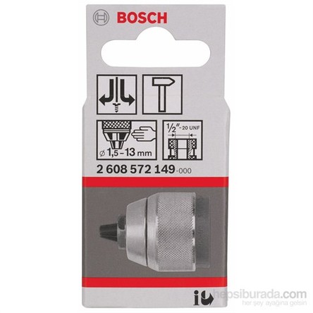 Bosch - Anahtarsız Uç Takma Mandreni, Kromlanmış - 1,5 – 13 Mm, 1/2" - 20