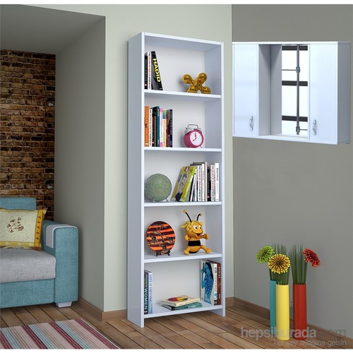 Larem Mobilya Metal Kitaplık 5 Raflı Kitaplık Raf Ceviz Fiyatı