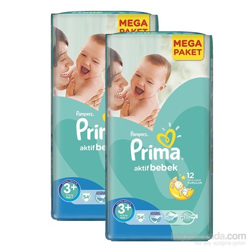 Prima Bebek Bezi Aktif Bebek Mega 2�li Paket 3+ Beden 108 Fiyatı