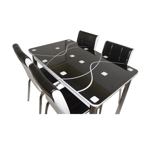 Mavi Mobilya Mutfak Cam Masa Takımı Ortadan Açılır Siyah Fiyatı