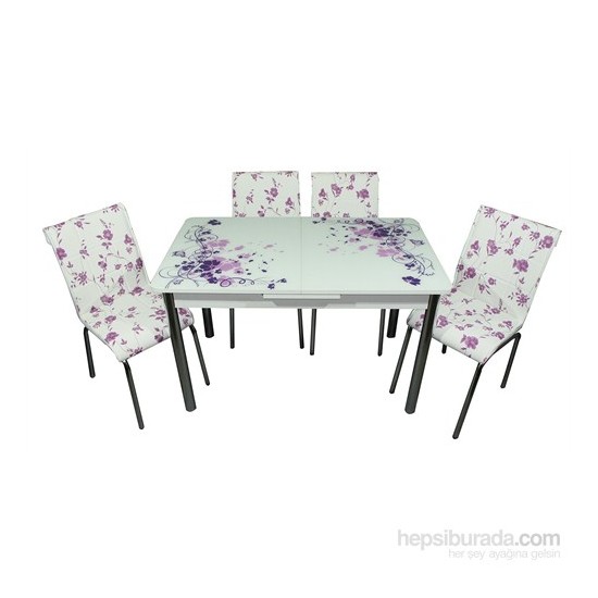 Mavi Mobilya Mutfak Cam Masa Takımı Ortadan Açılır Lila Fiyatı