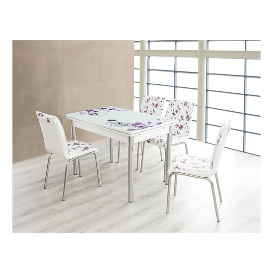 Bestline Violet Yandan Açılır Cam Masa Ve Sandalye Takımı