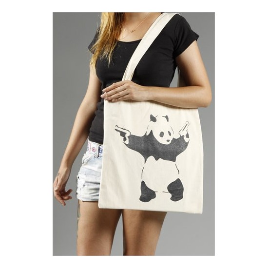 Urbangiftpanda Wıth Guns Banksy Style Cotton Tote Bag 40*40Cm