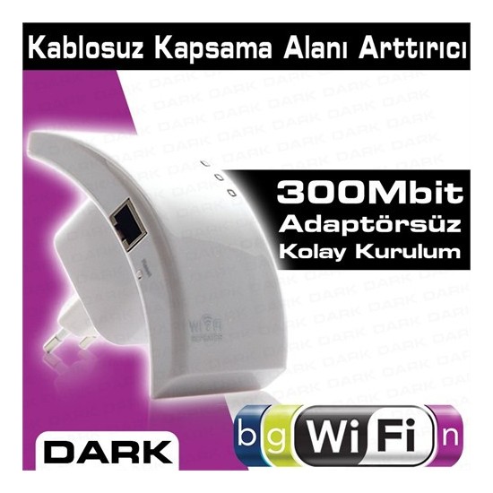 Dark 300Mbit 802.11n WiFi Kablosuz Kapsama Alanı Arttırıcı - Adaptörsüz Tasarım (DK-NT-WRN300)
