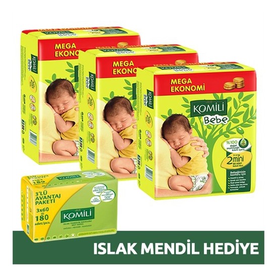 Komili Bebe Bebek Bezi Jumbo 3�lü Paket 2 Beden 234 Adet Fiyatı