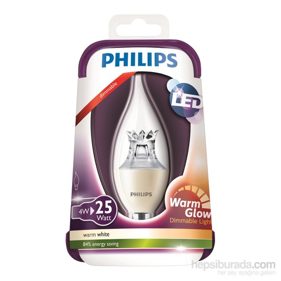 Philips Led Warmglow 25W Mum E14 İnce Duy Sarı Işık Dim Edilebilir