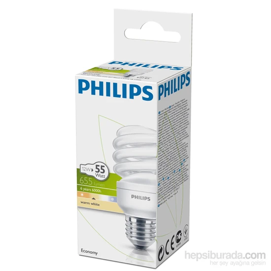 Philips EconomyTwister 12W Sarı Işık Normal Duy