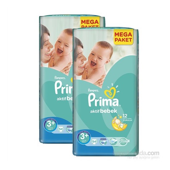 Prima Bebek Bezi Aktif Bebek Mega 2�li Paket 3+ Beden 108 Fiyatı