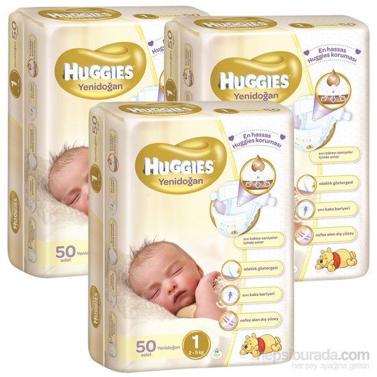 Huggies Unisex Bebek Bezi Jumbo 3�lü Paket Yenidoğan 1