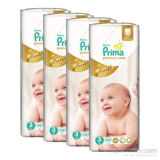 Prima Bebek Bezi Premium Care Ekonomi 4�lü Paket 3 Beden 168 Fiyatı