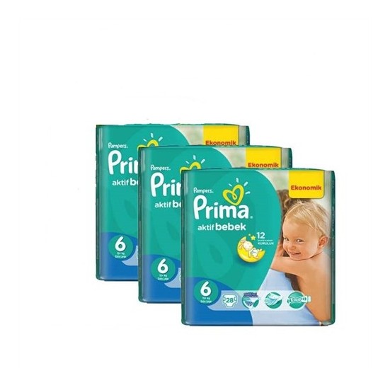 Prima Bebek Bezi Aktif Bebek Mega 3�lü Paket 6 Beden 84 Adet Fiyatı