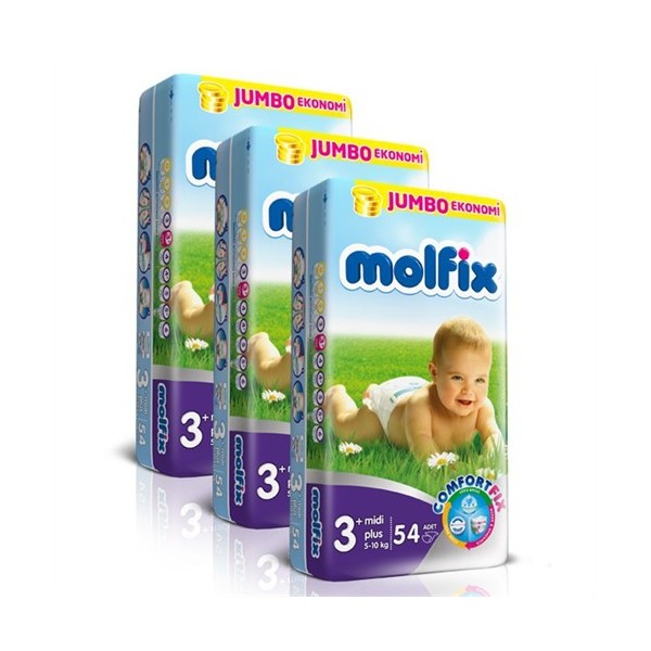 Molfix ComfortFix 3+ Beden Midi Plus 162 Adet Bebek Bezi Fiyatları