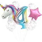 Ez Jet Ezjet  Unicorn Folyo Balon Doğum Günü Seti 4 Yaş