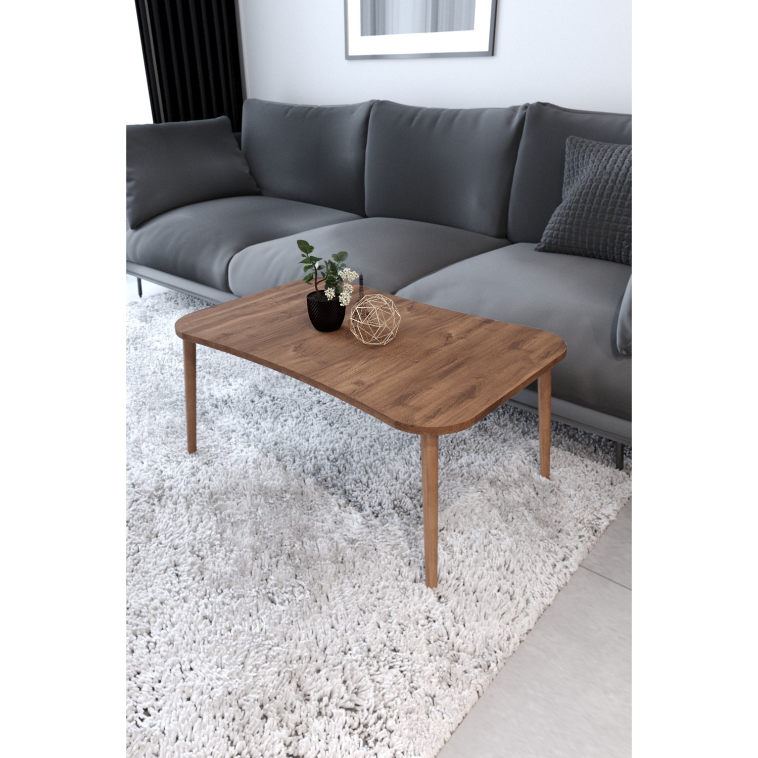 Esma Orta Sehpa Ahsap Ayakli Sehpa Ceviz Fiyati