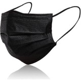 AMET SAĞLIK ÜRÜNLERİ Üç Katlı Filtreli(Meltblown) Yuvarlak Lastikli Tip Iı R Burun Telli Ultrasonik Dikişli Siyah Maske 50 Adet