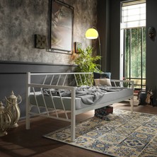 Bedliga Glory Daybed Tek Kişilik Sedir Divan Metal Karyola 90 x 200 cm - Beyaz