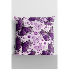 7 Renk Dekor Mor Kelebekler Yastık Kırlent Kılıfı