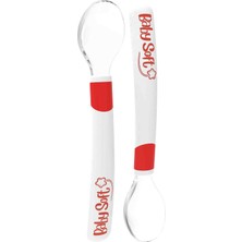 BabySoft 2'li Silikon Mama Kaşığı Kırmızı