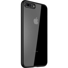 Case World Apple iPhone 8 Plus Kapak Arkası Şeffaf Kenarları Renkli Exclusive Kılıf - Siyah