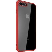 Case World Apple iPhone 8 Plus Kapak Arkası Şeffaf Kenarları Renkli Exclusive Kılıf - Kırmızı