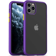 Case World Apple iPhone 11 Pro Kapak Arkası Şeffaf Kenarları Renkli Exclusive Kılıf - Mor