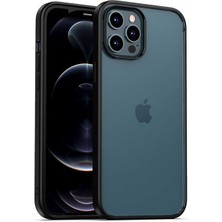 Case World Apple iPhone 12 Pro Max Kapak Arkası Şeffaf Kenarları Renkli Exclusive Kılıf - Siyah