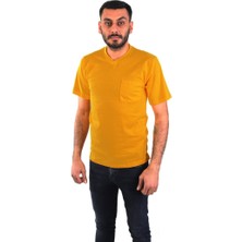 Eseriş Eser - V Yaka Kısa Kol Iş Tişörtü - Cepli - Sarı