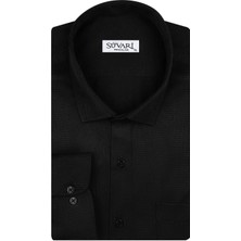 Süvari Büyük Beden Armür Desenli Siyah Erkek Gömlek