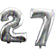 Ez Jet Ezjet  27 Yaş Sayı Folyo Balon Gümüş 90 cm