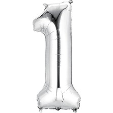 Ez Jet Ezjet  Balon 1 Rakam Gümüş 100 cm