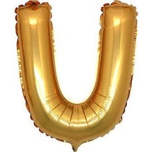 Ez Jet Ezjet  Gold Renk Folyo Balon U Harfli Helyum Balon 100 cm Dev Boy