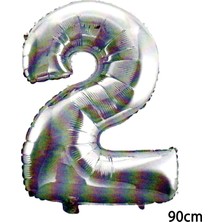 Ez Jet Ezjet  90 cm 2 Rakamı Folyo Balon Gümüş