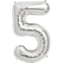 Ez Jet Ezjet  Gümüş Folyo Balon Sayılı Helyum Balon 100 cm Dev Boy 5