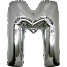 Ez Jet Ezjet  Harf Folyo Balon M Harfi Büyük Boy Balon Gümüş/gri 100CM