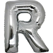 Ez Jet Ezjet  R Harf Silver Gümüş Folyo Balon Harfli Helyum Balon 100 cm Dev Boy