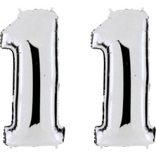 Fırsat Ayı Fırsatayı  11 Yaş Sayı Folyo Balon Gümüş 90 cm