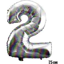 Fırsat Ayı Fırsatayı  75 cm 2 Rakam Folyo Balon Gümüş