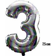 Fırsat Ayı Fırsatayı  75 cm 3 Rakam Folyo Balon Gümüş