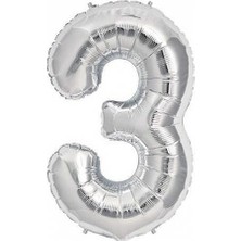 3 Adet Gümüş Renkli Helyum Folyo Balon 100 cm Fırsat Ayı Temalı Uçan Balon