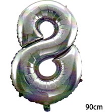 Fırsat Ayı Fırsatayı  90 cm 8 Rakamı Folyo Balon Gümüş