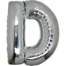 Fırsat Ayı Fırsatayı  Harf Folyo Balon D Harfi Büyük Boy Balon Gümüş/gri 100CM