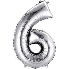 Fırsat Ayı Fırsatayı  Balon Parti 6 Rakamı Gümüş Folyo Balon 102 cm