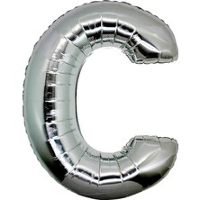 Fırsat Ayı Fırsatayı  Harf Folyo Balon C Harfi Büyük Boy Balon Gümüş/gri 100CM