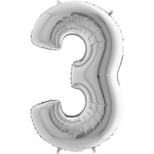 Fırsat Ayı Fırsatayı  Balon Parti 3 Rakamı Gümüş Folyo Balon 102 cm