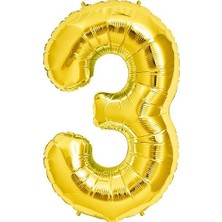 Fırsat Ayı Fırsatayı  Rakam Folyo Balon 3 Rakamı Büyük Boy Balon Altın Sarısı /dore 100CM