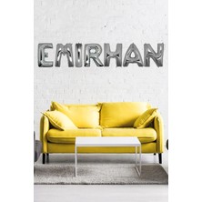 Pembecin Doğum Günü Emirhan Gümüş Harf Folyo Balon Set 40CM Isim Balon