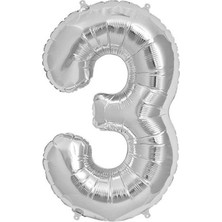 Pembecin  Balon Rakam Balon Folyo Orta Boy 75 cm Gümüş 3